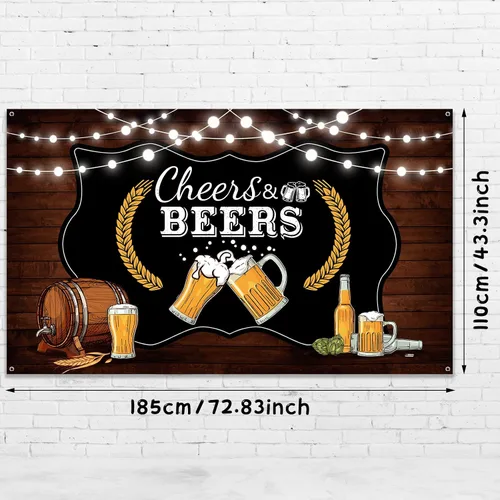 Vista 2 de Decoraciones de fiesta de animaciones y cervezas, tablero de madera rústico retro para cumpleaños de 30, 40, 50, fiesta temática de cumpleaños