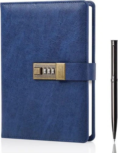 Vista 16 de WEMATE Diario con Cerradura, Diario A5 de Cuero PU con Cerradura 240 Páginas, Diario de Cerraduras Vintage, Cuaderno de Contraseña con Bolígrafo