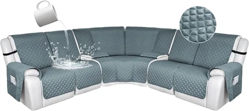 Vista 187 de HDCAXKJ Fundas de sofá seccional reclinable 100% impermeable, forma de L, funda de sofá reclinable lavable acolchada suave para mascotas, perro