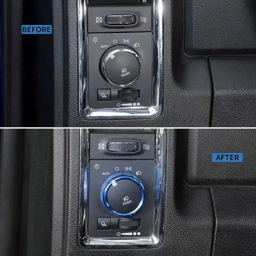 Vista 2 de Voodonala para Dodge RAM - Cubierta de perilla selectora de ajuste de interruptor de faro delantero de aluminio para Dodge RAM 2010-2017, accesorios