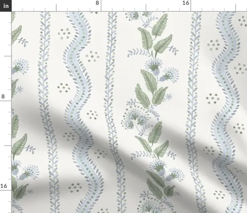 Vista 2 de Spoonflower Tela Pastel Preppy Azul Claro Verde sobre Algodón Pétalo