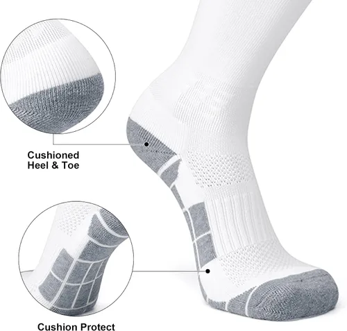 Vista 2 de Zando Paquete de 13 calcetines de fútbol hasta la rodilla para mujeres y hombres, calcetines de béisbol y sóftbol para jóvenes y adultos, calcetines