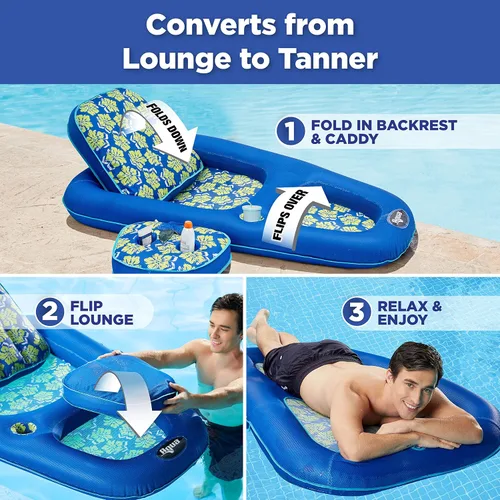 Vista 3 de Aqua LEISURE Campania Ultimate 2 en 1 Tanner & Salón reclinable con carrito