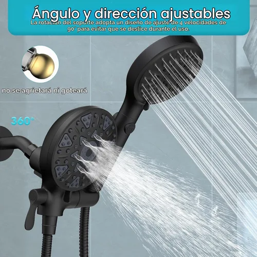Vista 9 de FASDUNT Combo de cabezal de ducha de mano 2 en 1 doble con manguera de 80