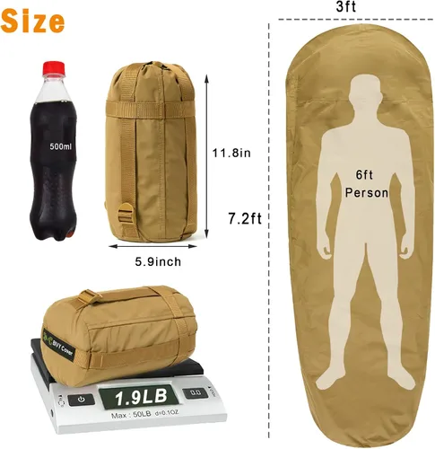 Vista 2 de Akmax.cn Funda de vivac para saco de dormir para sistema de dormir modular del ejército militar, capa exterior impermeable para saco de dormir