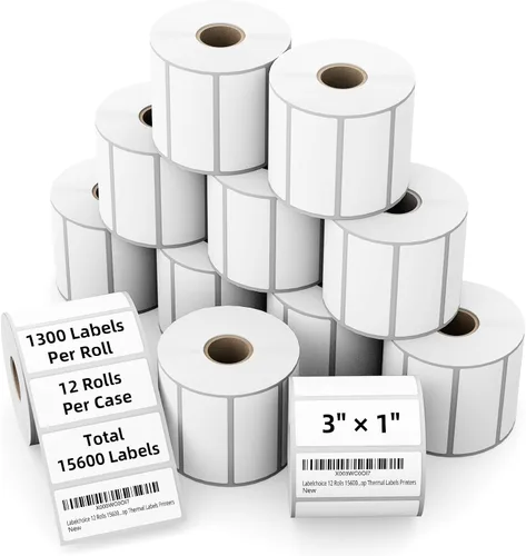 Vista 14 de Rollos de etiquetas de código de barras térmicas directas de 2 x 1 pulgadas a prueba de 3 pruebas para Zebra LP2824 ZD411 ZD410 ZD421 ZD420 GK420D