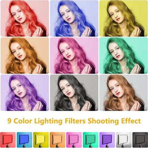 Vista 5 de 3 paquetes de 70 LED Luz de video con soporte de trípode ajustable/Filtros de color, Kit de iluminación de estudio USB Obeamiu 5600K