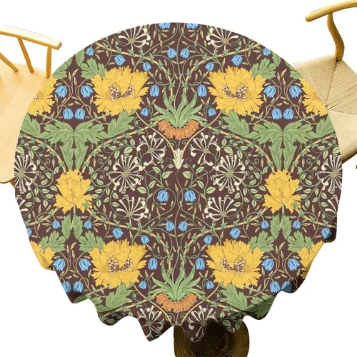 Vista 165 de Mantel Floral Retro de Pájaros, Diseño Original Bohemio William Morris Estampado Cubierta de Mesa para Hogar Picnic Fiesta Comedor Cocina William