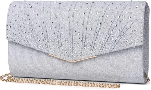 Vista 2 de Bolso de noche para mujer, bolso de mano con diamantes de imitación, lentejuelas con purpurina, bolso cruzado para mujer, fiesta de boda