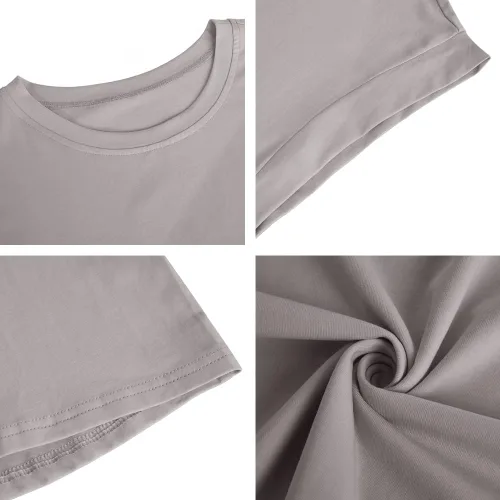 Vista 4 de Women's Cap Sleeve Tank Top Crew Neck T Shirts Loose Fit Basic Summer Casual Tee Tops