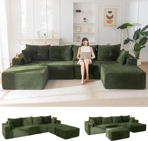 Vista 21 de MAXYOYO Sofá modular de 104 pulgadas con diván en forma de L, moderno sofá deshuesado para sala de estar, sofá en una caja, sofá de gran