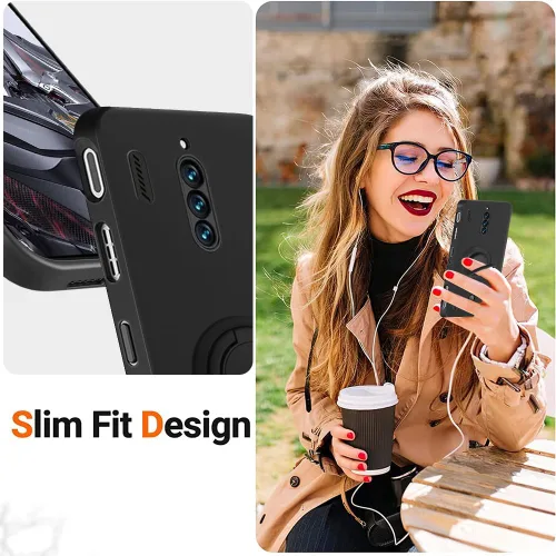 Vista 4 de Red Magic 8 Pro - Funda para teléfono con protector de pantalla de cristal, soporte de anillo giratorio 360 grados, soporte magnético, funda