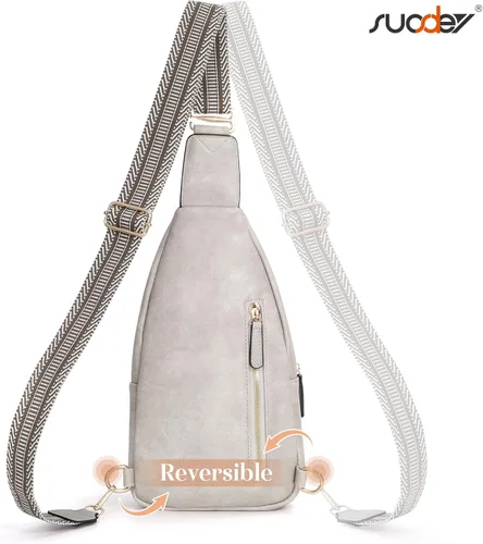 Vista 3 de SUOSDEY Sling Bags for Women Crossbody Leather Sling Backpack Chest Bag Shoulder Bags for Casual Traveling Hiking Cycling