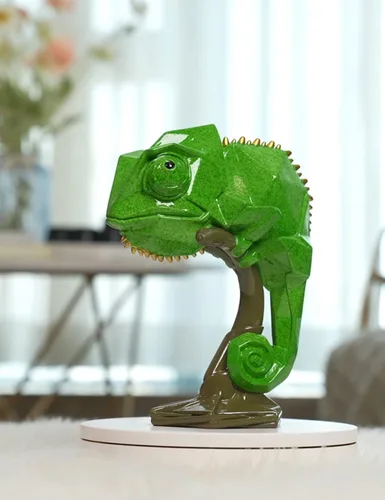Vista 2 de Estatua de animales de lagarto, estatua de animal, decoración moderna, arte para el hogar, regalo para mesa, escritorio, estantería, poliresina