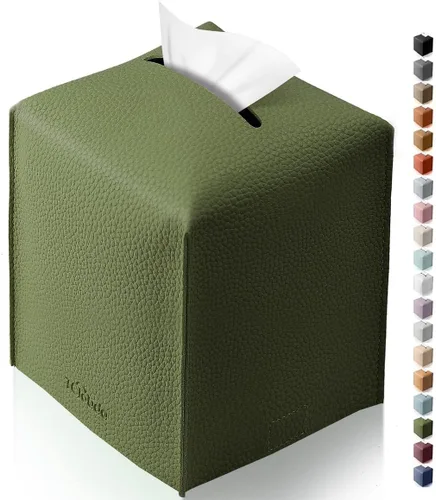 Vista 26 de Funda cuadrada para caja de pañuelos de piel sintética moderna para decoración creativa, paquete de 2, ideal para baños, oficina, coche, mesita