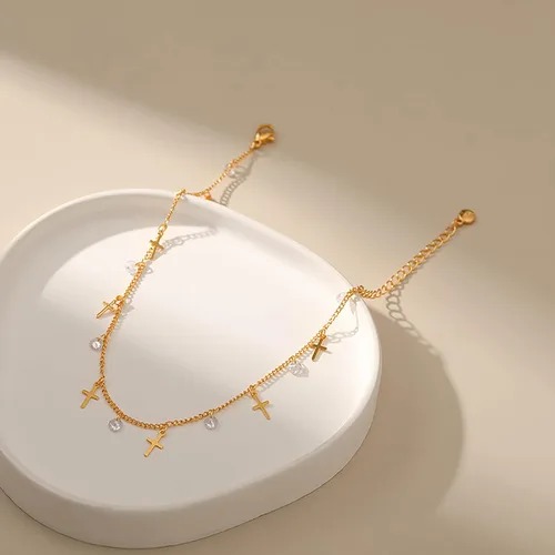 Vista 45 de Tobillera para mujer, chapada en oro de 18 quilates, tobillera con dije de oro, impermeable, para verano, playa, cadena de pie, joyería para regalos