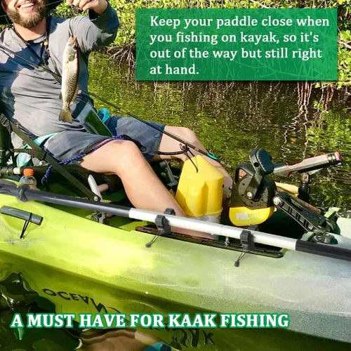 Vista 6 de Huntury Soporte de red para remo de kayak y pesca, accesorios de montaje en riel para canoa, tabla de remo
