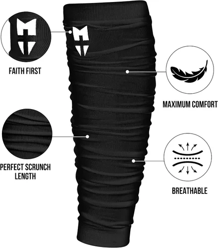 Vista 4 de Magnify Sportswear Perneras de fútbol para atletas de fe - Manga de pantorrilla fruncida - Accesorios de fútbol para hombre y joven