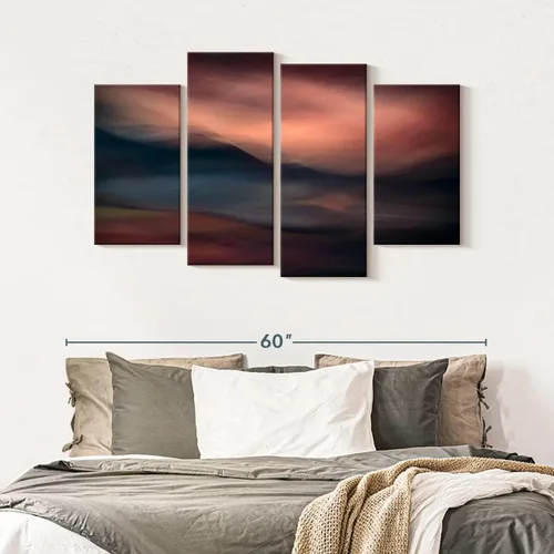 Vista 7 de Elefante Stock - Arte de pared Slocan Lake II - Lienzo horizontal de varios paneles - Decoración de pared de sala de estar de 4 piezas - Arte