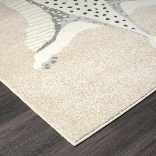 Vista 4 de Abani Nuevo Collection - Alfombra de área, diseño moderno de piel sintética, color marfil/beige, 4 x 6 pies, fácil de limpiar, duradera para niños
