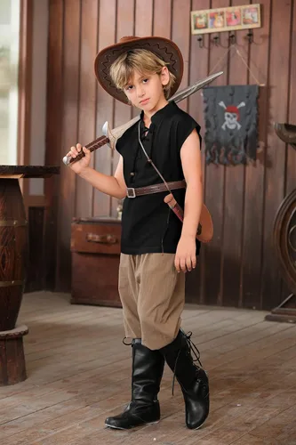 Vista 3 de Camiseta sin mangas de pirata renacentista para niños, disfraz vikingo, medieval, con cordones, escocés, Halloween, cosplay, camiseta sin mangas