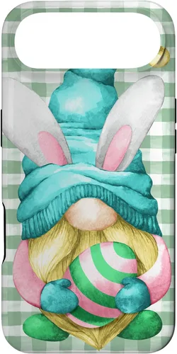 Vista 27 de iPhone 15 Pro Max Lindo gnomo de Pascua para caza de huevos en primavera Buffalo Plaid Case