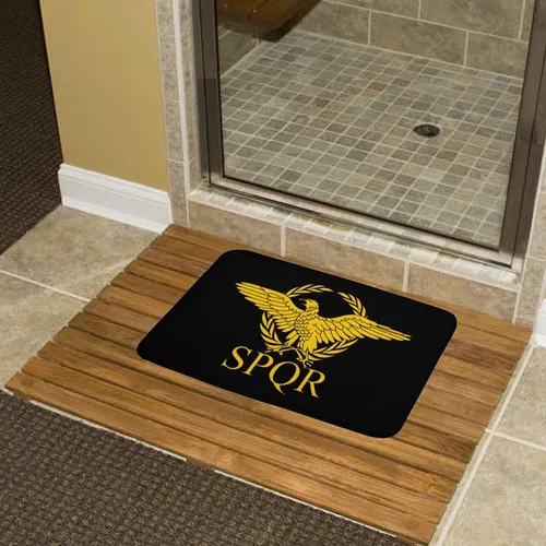 Vista 7 de Alfombra de baño gruesa con bandera del Imperio Romano del Senado SPQR, antideslizante, tapete de baño de terciopelo coral para puerta, 19.7 x 31.5