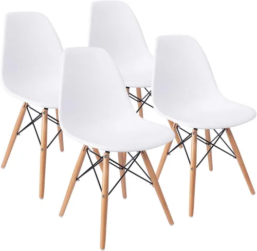 Vista 11 de Furmax Silla de comedor de estilo moderno, silla DSW moderna de mediados de siglo, silla de plástico Shell Lounge para cocina, comedor, dormitorio