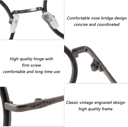 Vista 3 de BESTUM - Gafas redondas para mujer, lentes transparentes, diseño retro