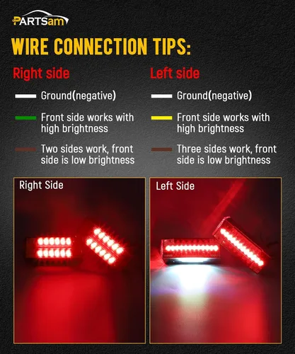 Vista 7 de Partsam Kit de luces LED sumergibles para remolque de camión con marcadores laterales, cable de remolque de 7 vías con caja de conexiones de 7