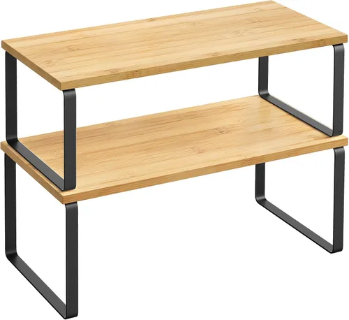 Vista 11 de SONGMICS Estante Organizador de Gabinete, Juego de 2 Estantes de Encimera de Cocina, Almacenamiento de Cocina, Estante de Especias, Apilable