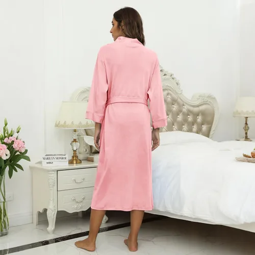 Vista 29 de HEARTNICE - Bata de baño de algodón para mujer, tejido de punto tipo quimono, para el spa, liviana, larga