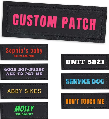 Vista 12 de Parches personalizados con nombre para arnés o collar de perro, texto personalizable, parches tácticos extraíbles, 2 parches personalizados
