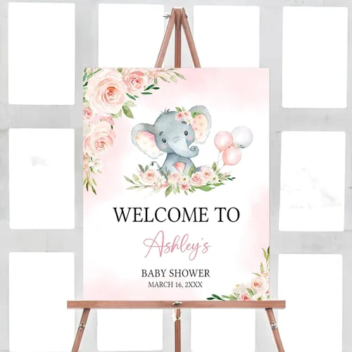 Vista 22 de Baby Shower Signs, Baby Shower Welcome Sign, Girl Woodland Baby Shower Welcome Sign, Pink Floral Woodland Baby Shower Welcome Sign, Welcome to Baby
