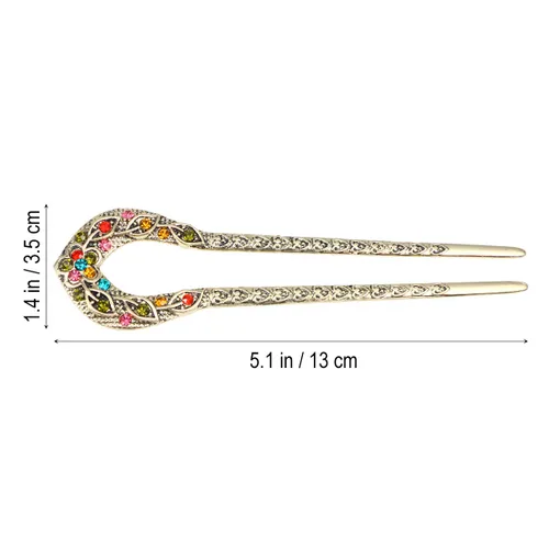 Vista 4 de Pin de pelo de doble punta, en forma de U, accesorio de peinado para mujeres y niñas (colorido)