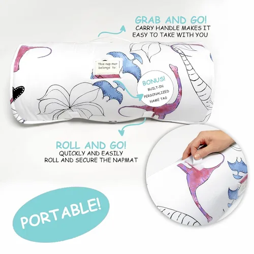 Vista 3 de JumpOff Jo - Tapete para siesta para niños, saco de dormir para niños con almohada extraíble y manta ultrasuave para preescolar, guardería y fiestas