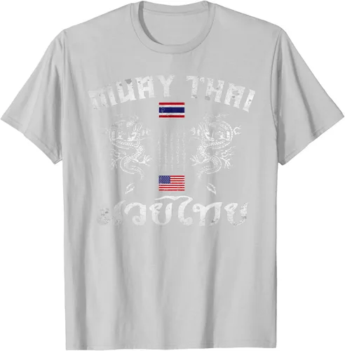 Vista 70 de Camiseta de equipo de entrenamiento de boxeo Muay Thai con bandera estadounidense de Tailandia, Negro, S