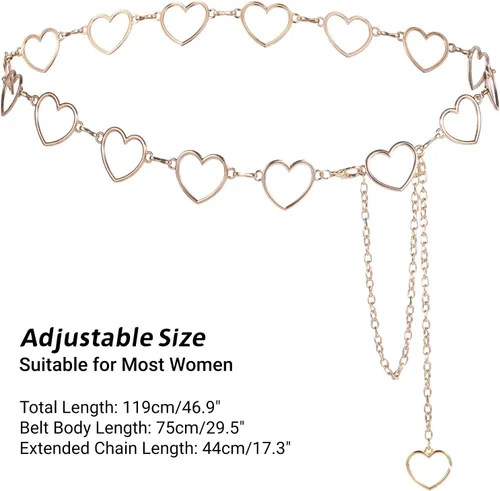 Vista 2 de Ovida Cinturón de cadena de metal para mujer, cinturón de cadena de estilo vaquero occidental, cinturón ajustable para suéteres, vestidos, jeans