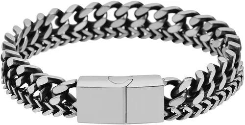 Vista 2 de Pulsera de acero inoxidable doble Franco y curban para hombre
