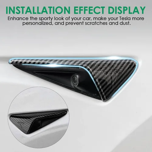 Vista 6 de 2 fundas laterales para cámara compatible con Tesla Modelo 3 (2017-2023) Modelo Y (2019-2022), cubiertas laterales de señal de giro, accesorios