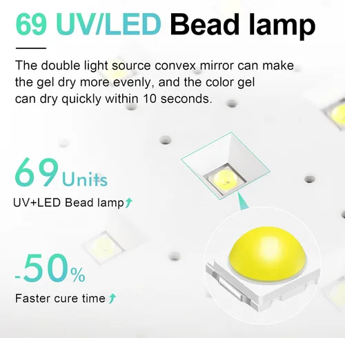 Vista 4 de L'UGX Lámpara Profesional de Curado de Uñas para Secador de Esmalte en Gel 72W Luces LED UV para Uñas con Almohada Reposabrazos y Bandeja Retráctil