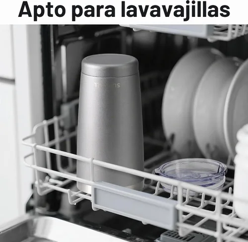 Vista 4 de SUNWILL - Vaso para café de viaje de 20 onzas, taza aislada con tapa, taza de acero inoxidable para bebidas frías y calientes, gris claro Gris oscuro