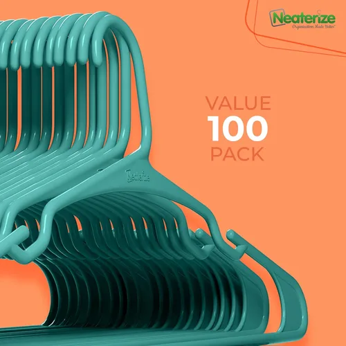 Vista 7 de NEATERIZE Perchas de Ropa de Plástico Paquete de 100 para Adultos - Perchas de Plástico, El Colgador Perfecto para Abrigos y Perchas de Ropa que