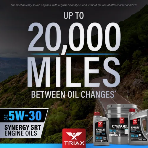 Vista 3 de TRIAX Synergy SRT 5W-30 Aceite de motor PAO-éster completamente sintético, drenaje de 12.4 mi, modificación por fricción moly/boro, licencia API SP