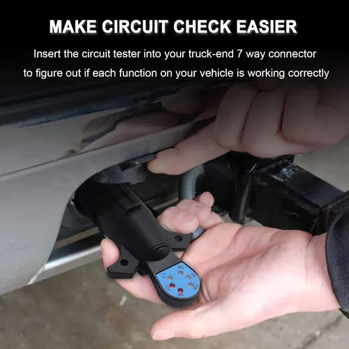 Vista 3 de Probador de luz de remolque de 7 vías para el lado del vehículo, probador de conector estilo RV de 7 pines, detector de circuito LED para luz