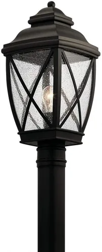 Vista 4 de Kichler Tangier - Luz de poste para exteriores de 19.75 pulgadas con cristal transparente sembrado en bronce antiguo