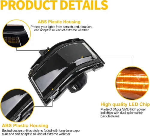 Vista 4 de Jinfili Luces intermitentes dinámicas para espejo lateral y lámpara de funcionamiento para Ford 2015-2024 F150, 2017-2024 F250 F350 F450 F550 Super