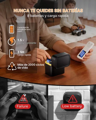 Vista 2 de PUJIMAX Baterías AA recargables de litio de 4255 mWh, cargador rápido USB C, salida constante de 1.5 V y baterías dobles A con más de 2000 ciclos