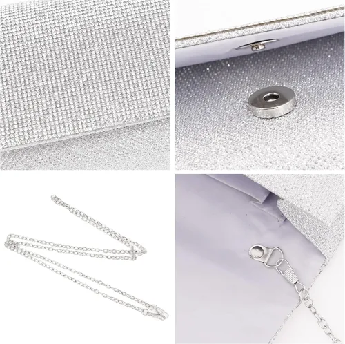 Vista 4 de Naimo Bolso de mano deslumbrante con solapa y cadena desmontable, talla única