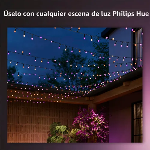 Vista 3 de Philips Hue Tira de luces Festavia de 65 pies, 250 mini LED inteligentes de cambio de color - Resistente a la intemperie, control con la aplicación